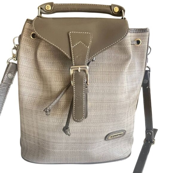 Louvier Bucket Bag Textured Leather With Adjustable Strap & Top Carry Handle - Picture 3 of 7